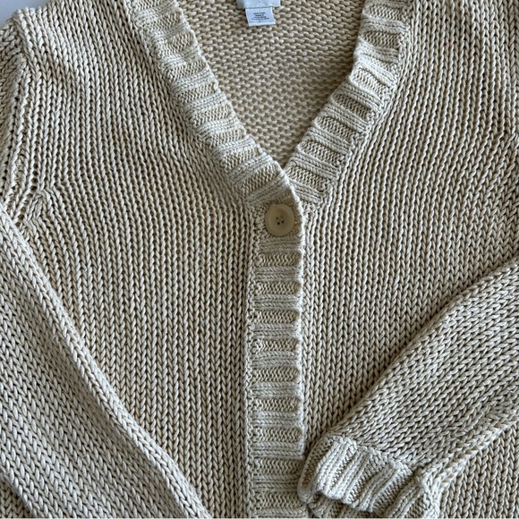 Garnet Hill Linen Cardigan Sweater Size Small Beige - Picture 4 of 12
